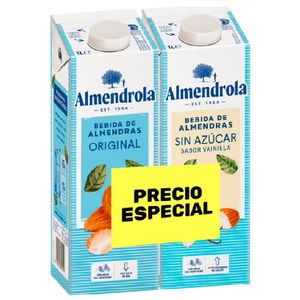 Bebida de almendras Almendrola original + Bebida de almendras Almendrola vainilla sin azúcar x1L c-u