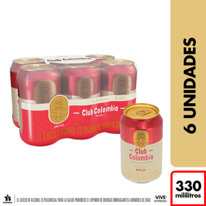 Cerveza Club Colombia Roja lata x6und x330ml