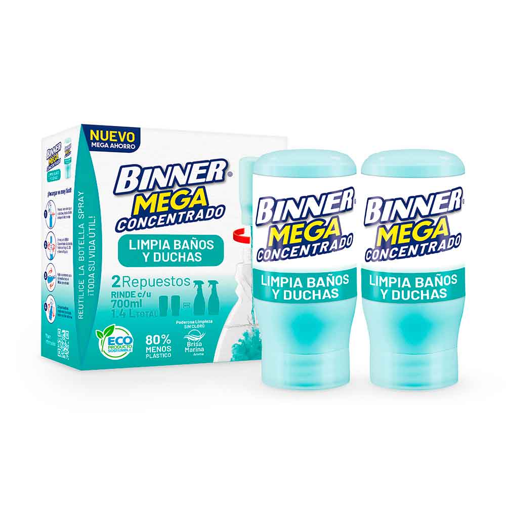 Limpiador binner baño ducha mega concentrado x2 repuestos x700mlc-u ...