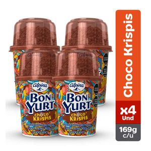 Alimento lácteo Bon Yurt Choco Krispis pack x4und x169g c-u