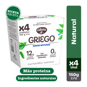 Yogurt griego Alpina natural x4und x150g c-u