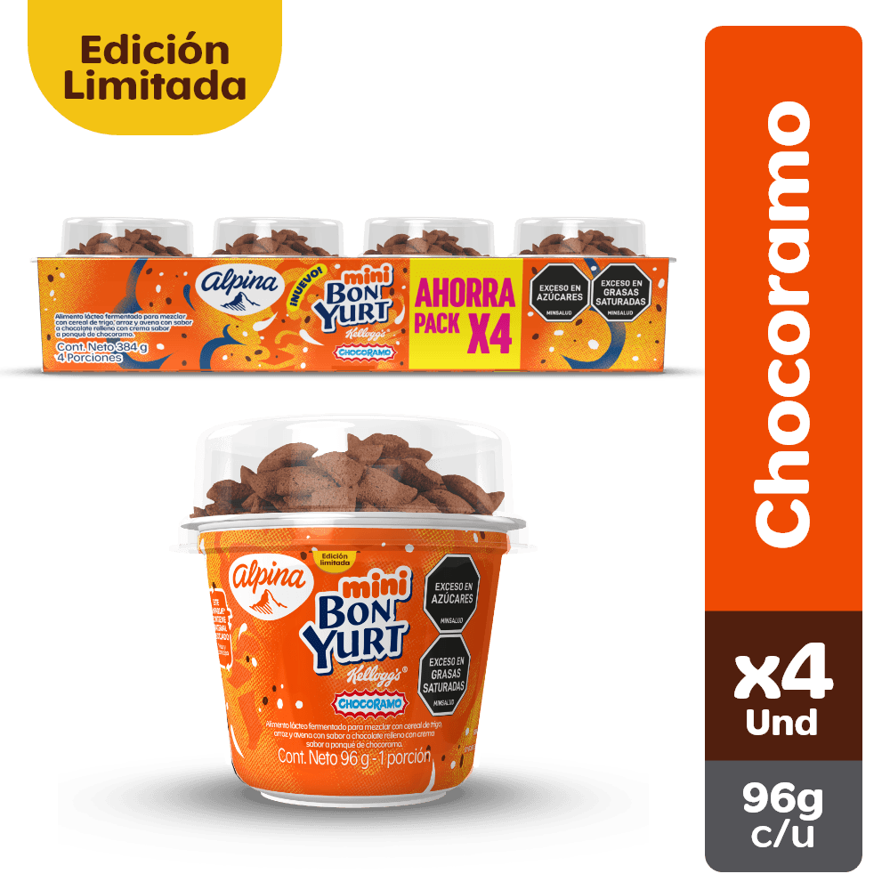 Alimento lácteo Bon Yurt mini chocoramo x4und x96g c/u Tiendas Jumbo