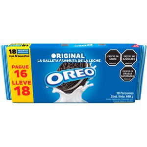 Galletas Oreo original pague 16 lleve 18 x648g