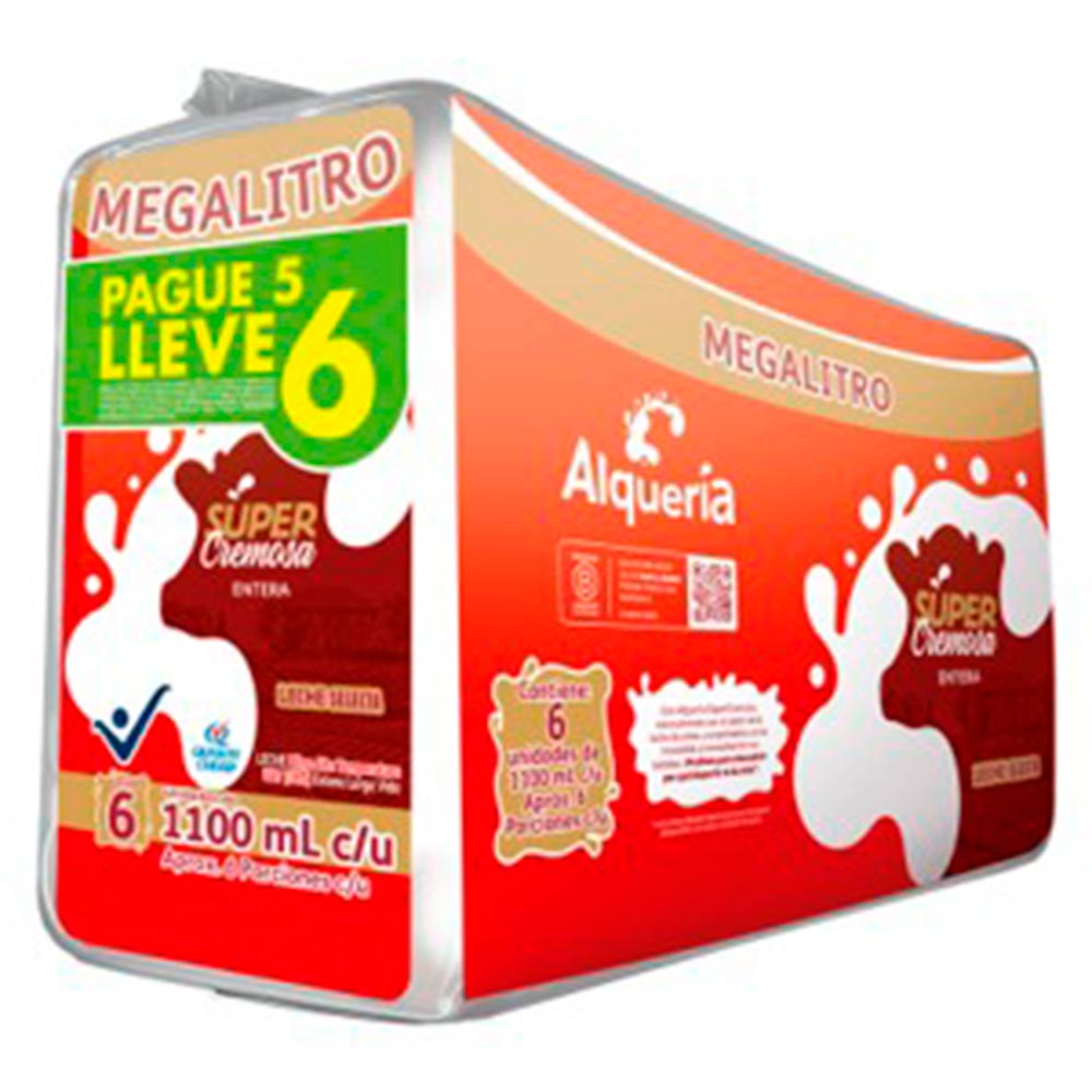 Leche Alqueria Entera Super Cremosa Megalitro Pague 5 Lleve 6 X1100ml Cu Tiendas Jumbo 6990