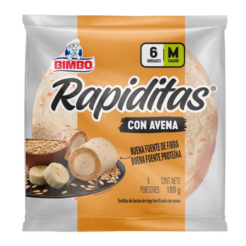 Tortillas Bimbo rapiditas avena x6und x180g Tiendas Jumbo