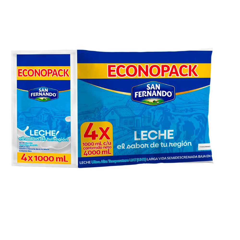 Leche San Fernando semidescremada x4und x1000ml Tiendas Metro