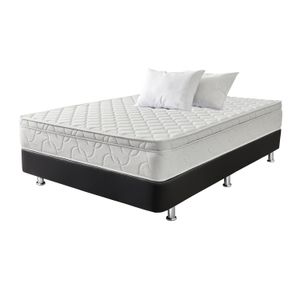 COMBO ACTIVE PLUS 140X190 + SOMIER PLUSS M2 TIPO CUERO NEGRO 140X190 + ALMOHADA FANTASIA ECONOMICA