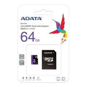 Memoria Micro SD Adata 64Gb Clase 10 Con Adaptador SD