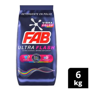 Detergente Fab ultra flash polvo vibra color x6kg