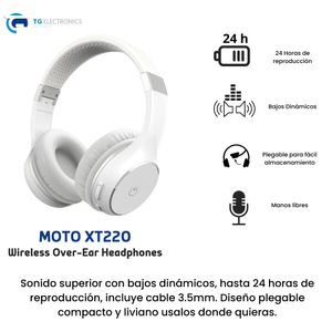 Audifono Diadema Motorola XT220 Hasta 24 hrs de Musica Color Blanco