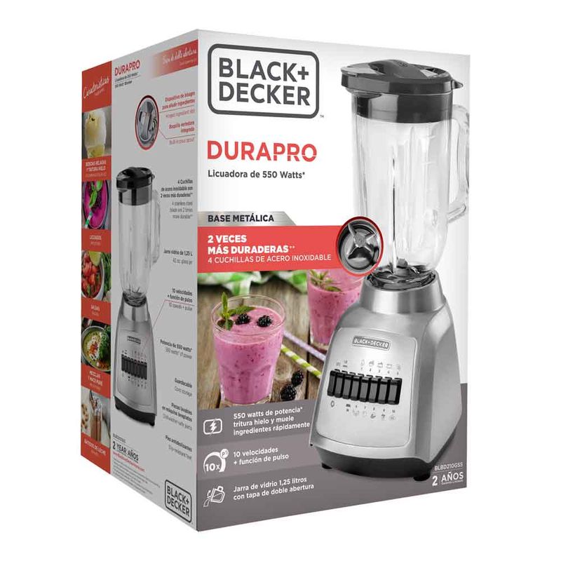 Licuadora Black + Decker Base metal 10 Velocidades Jarra vidrio 1.25L