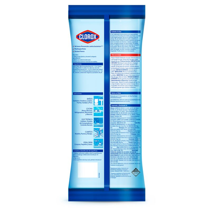 Toallitas Desinfectantes Clorox Expert Fresco 30 un.