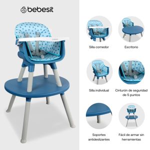 Silla Comedor Baby desk 3 en 1 Bebesit Azul