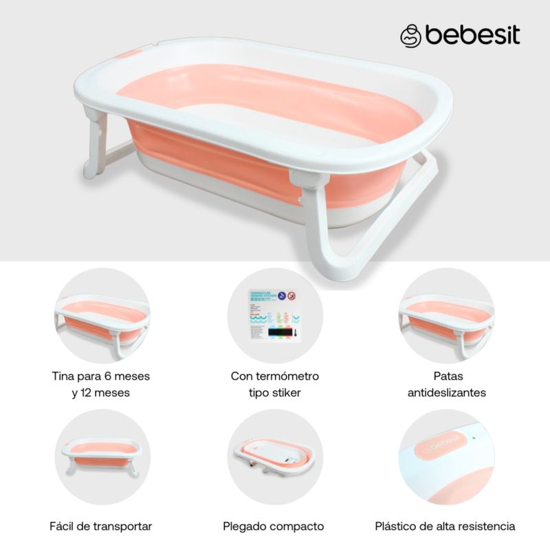 Bañera Tina Plegable Para Bebé Con Desagüe Y Patas