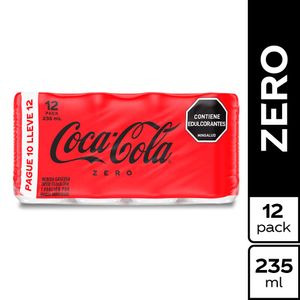 Gaseosa Coca Cola Zero lata x12und x235ml c-u
