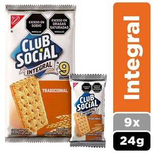 Galletas Club Social integral x9und x24g c/u