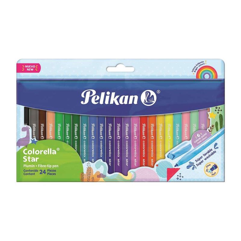 Pelikan - Rotuladores, Colorella Star, 18 Colores, Punta Doble