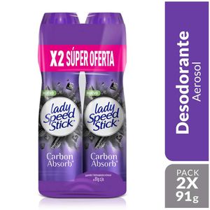 Desodorante Mujer Lady Speed Stick Carbón Absorb Spray x2und x91g c-u