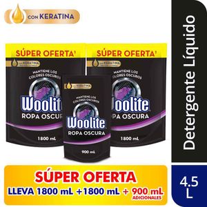 Detergente Líquido Woolite Ropa Oscura x2und x1800ml + Doypack x900ml