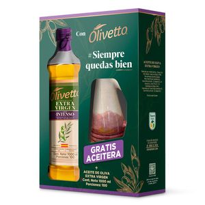 Aceite de oliva Olivetto extra virgen intenso x1000ml gratis aceitera