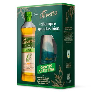 Aceite de oliva Olivetto extra virgen suave x1000ml gratis aceitera