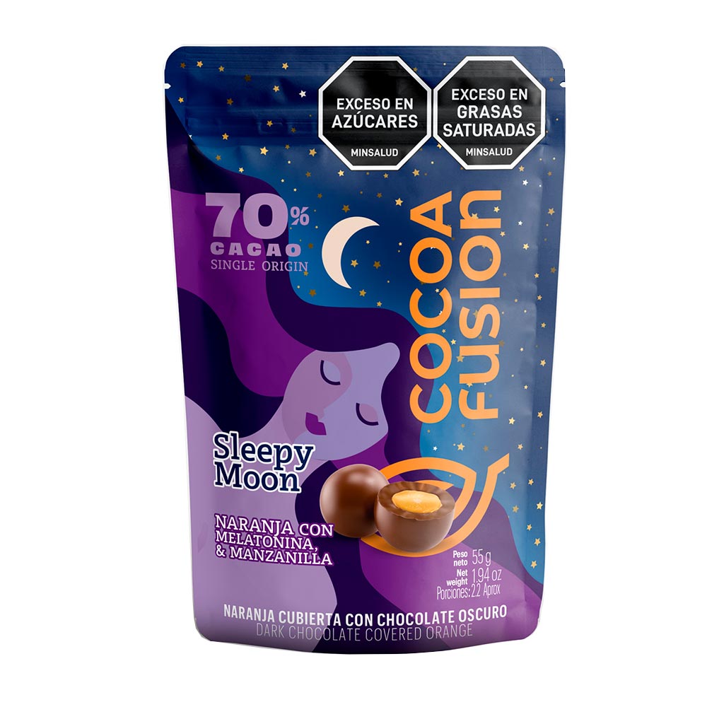 Chocolate Cocoa Fusion naranja con melatonina cubierto 70 cacao x60g
