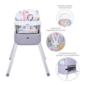 Silla Comedor Bebé 3 En 1 Bony Gris Priori