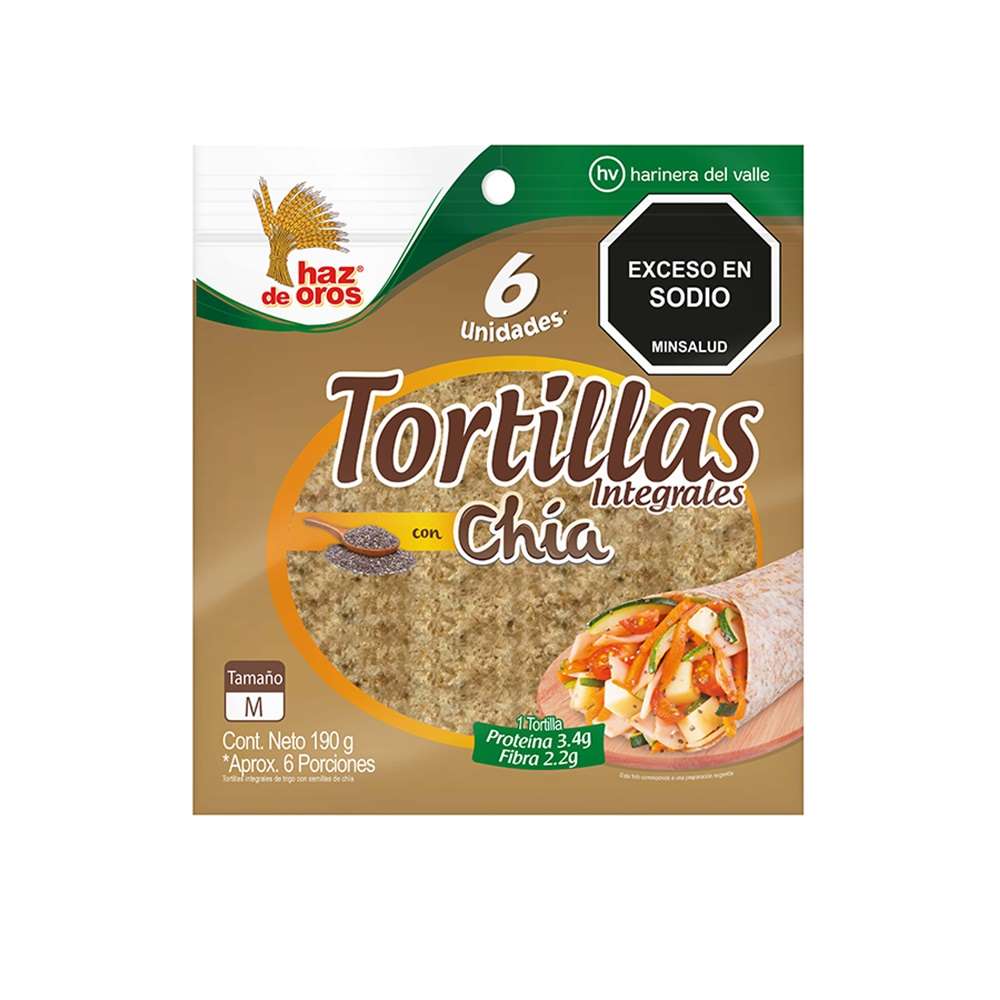 Tortillas integrales con Chía Haz de Oros x6 Tiendas Metro
