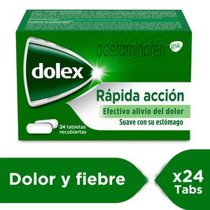 Tabletas Dolex analgésico alivio del dolor y fiebre x24 tabs