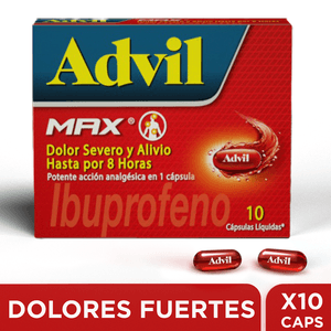 Capsulas Advil Max alivio del dolor severo y prolongado x10 caps