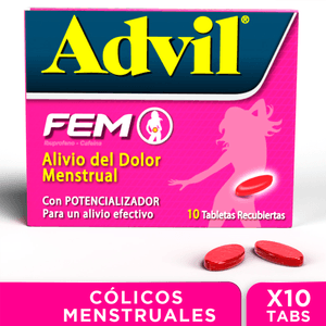 Tabletas Advil Fem Alivio del solor menstrual recubiertas x10 tabs
