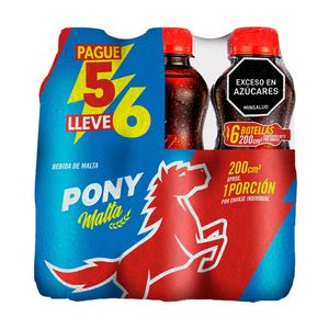 Bebida Pony Malta pague 5 lleve 6 x200ml c-u