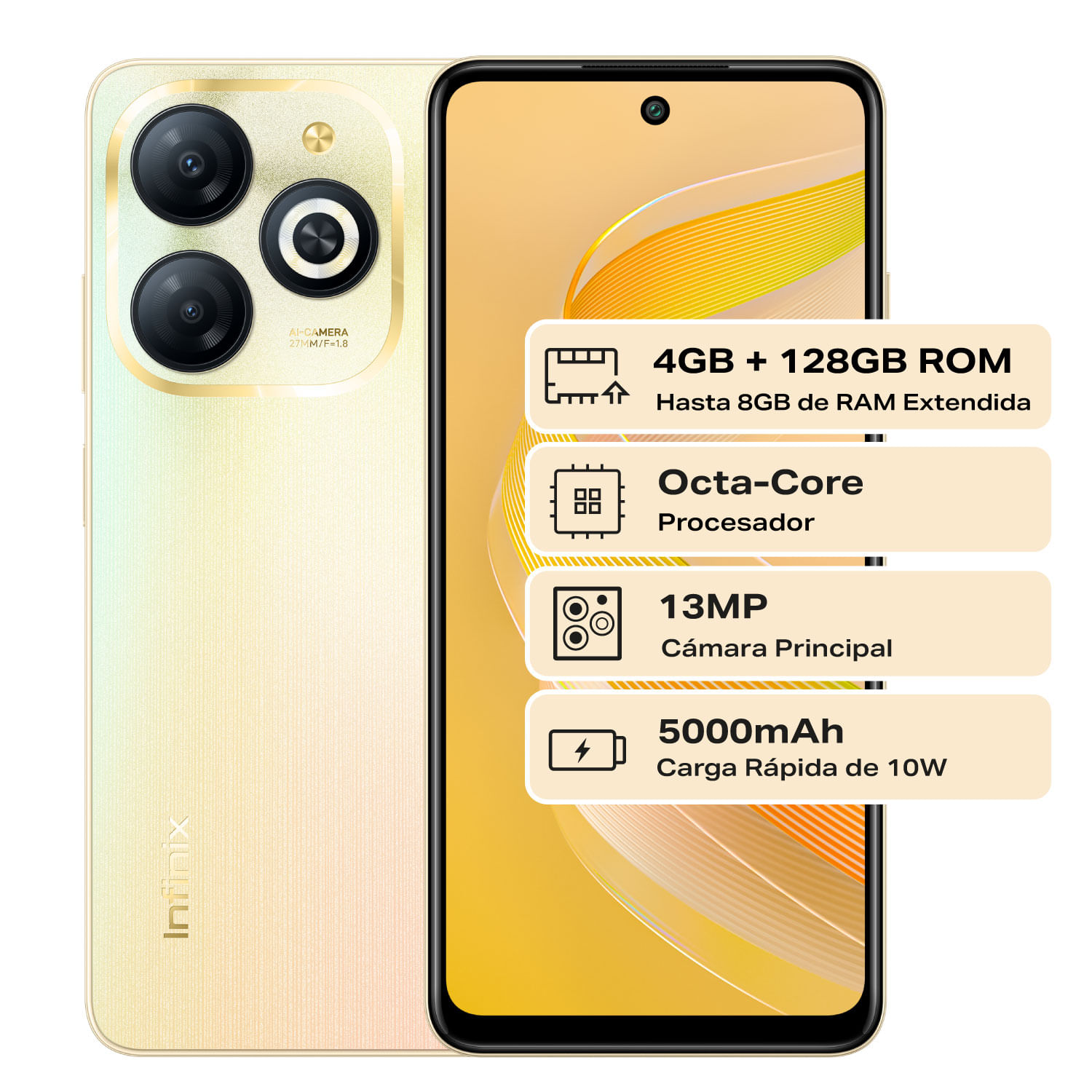 Celular Infinix Smart 8 6.6"" 128GB Dorado