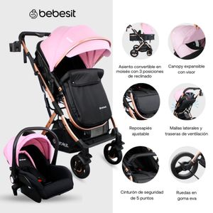 Coche Travel System Gold Lx Bebesit Rosado