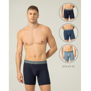 Boxer Largo Ajustado En Algodón Masculino Celta x3und Punto Blanco