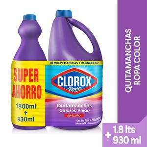 Quitamanchas Clorox colores vivos x1800ml + 930ml