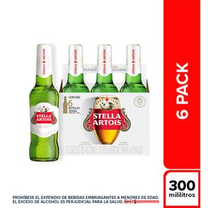 Cerveza Stella Artois Botella Sixpack x300ml c-u