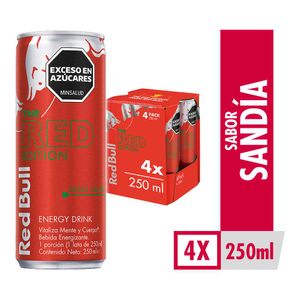 Bebida energizante Red Bull sandia 4 pack lata x250ml