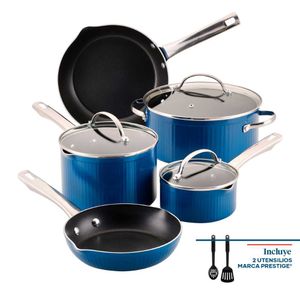 Batería Cocina Antiadherente 10 Piezas DiamondMax Azul Farberware