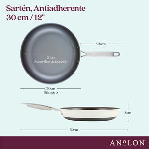 Sartén Antiadherente Anolon 30cm Anodizado Duro Crema