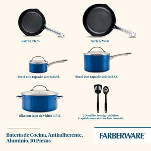 Batería Cocina Antiadherente 10 Piezas DiamondMax Azul Farberware