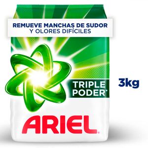 Detergente en Polvo Ariel Triple Poder Jabon para Ropa x3kg