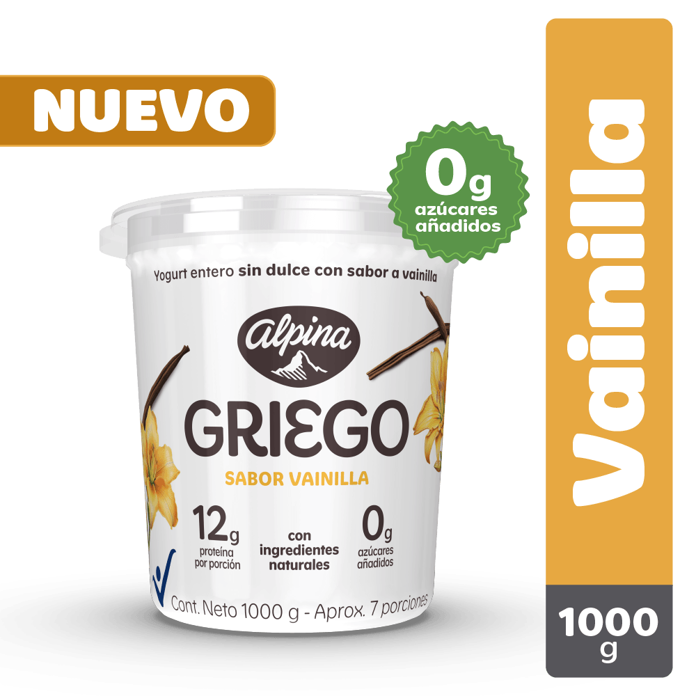 Yogurt Alpina griego vainilla x1000g Tiendas Metro