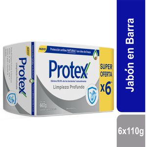 Jabón en Barra Antibacterial Protex Limpieza Profunda 110g x6 Unidades