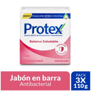 Jabón en Barra Antibacterial Protex Balance Saludable 110g x3 Unidades