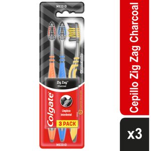 Cepillo de Dientes Suave Colgate Zig Zag Carbón x3und