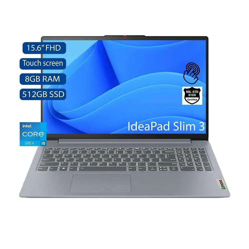 Computador Portátil Lenovo Ideapad Slim3 Touch 15IAH8 Intel Core i5-12H 8GB 512GB SSD 15.6"" Gris