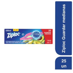 Bolsas plásticas Ziploc medianas para almacenar reutilizables x25und