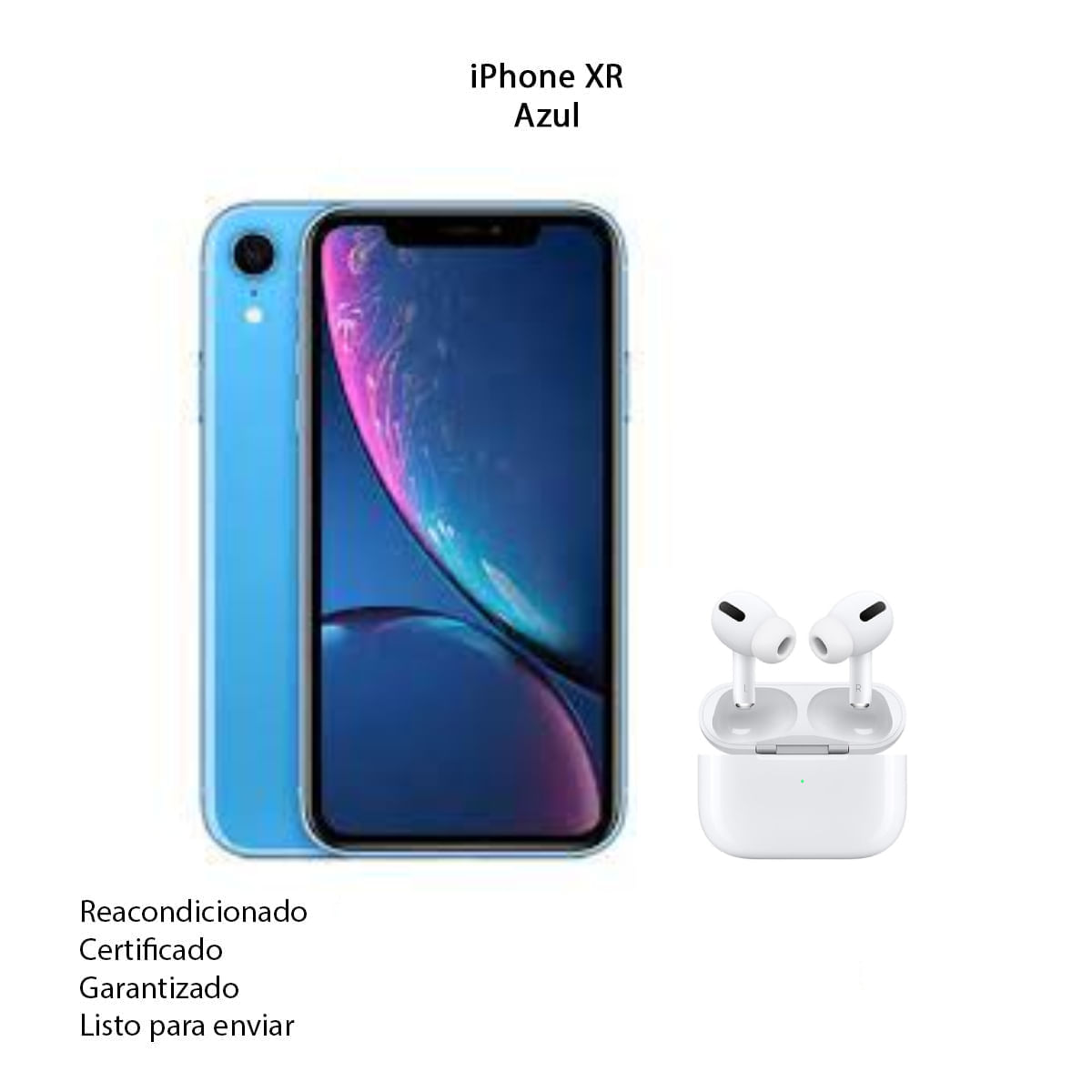 Celular iPhone Xr de 64Gb Reacondicionado Azul + AirPods Pro 2 Genericos