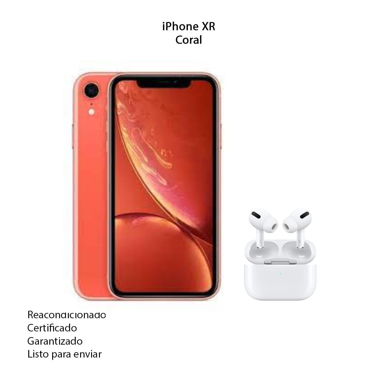 Celular iPhone Xr de 64Gb Reacondicionado Coral+ AirPods Pro 2 Genericos